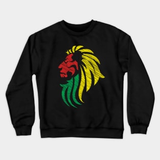 Lion Reggae Colors Cool Flag - Reggae Music DJ! Crewneck Sweatshirt